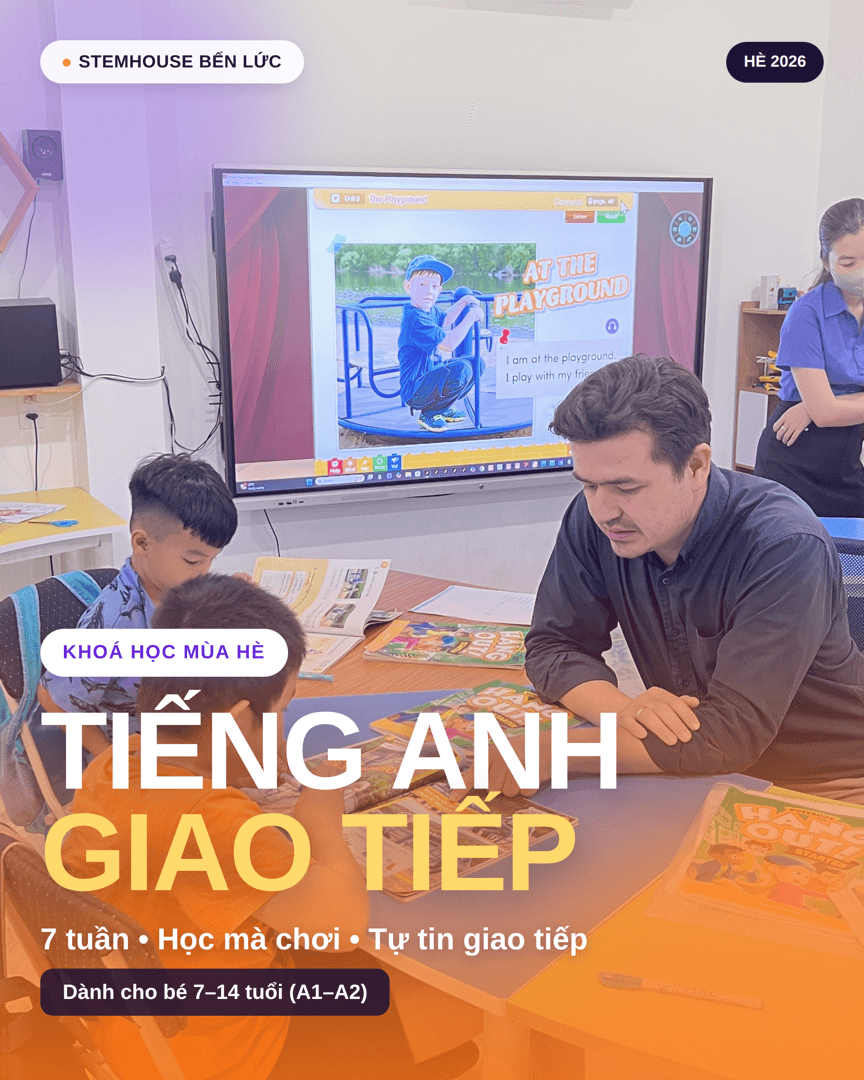 Khoá hè tiếng Anh giao tiếp 2026 — dành cho bé 7–14 tuổi (A1–A2)